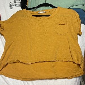 Mustard yellow high low crop top